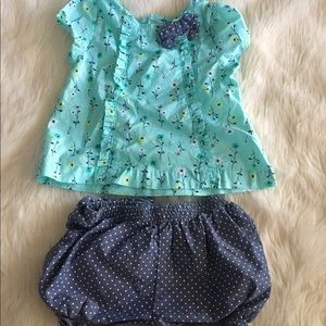 Carter's Teal Floral 2 Piece Outfit