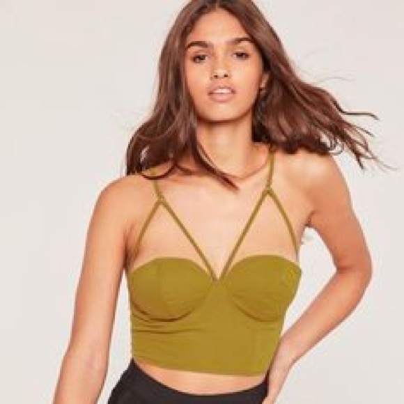 Missguided Harness Neck Crop Top Green Size 6 - Picture 1 of 6