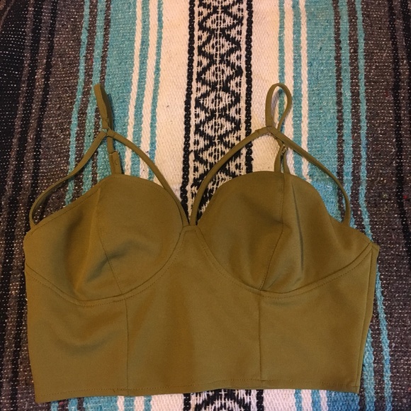 Missguided Harness Neck Crop Top Green Size 6 - Picture 3 of 6