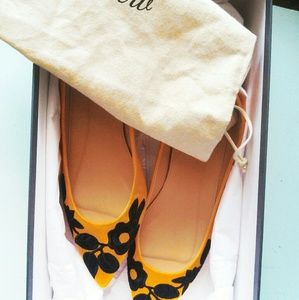 J.Crew Embroidered Pointed Toe Flats, Size 7