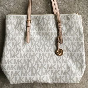 Michael Kors white leather tote