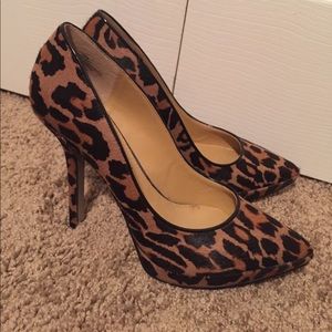 Nine West calf hair leopard heels