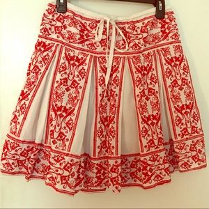 100% cotton Sophia Max red and white pleated skirt