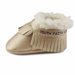 First Steps Classic Moccasins with faux fur