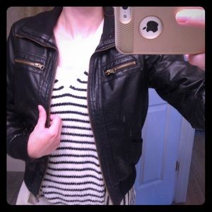 Woman's leather jacket, Size XS (0-2), Black