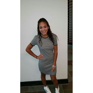 black and gray fitted dress