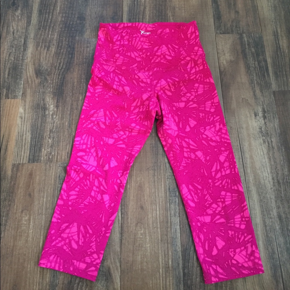 Magenta and pink compression capris
