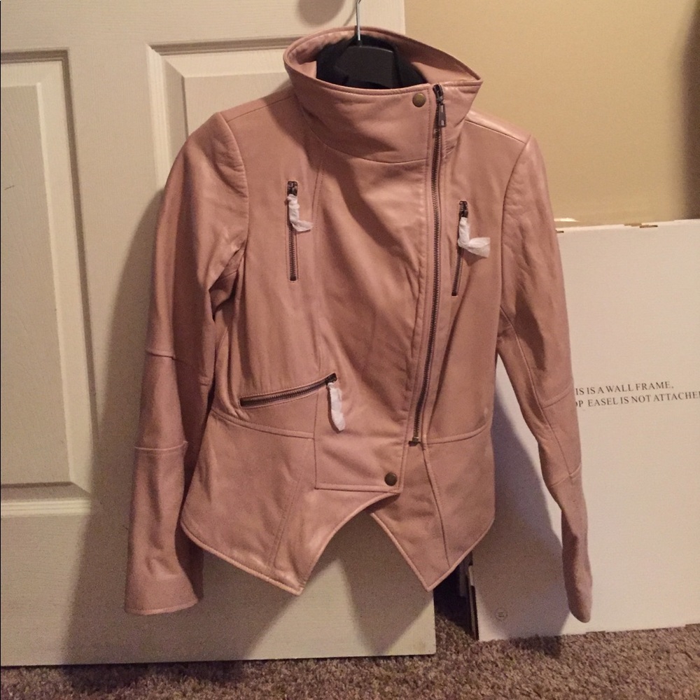 Blush pink faux leather jacket