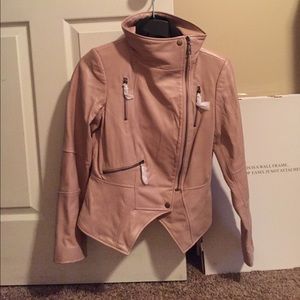 Blush pink faux leather jacket