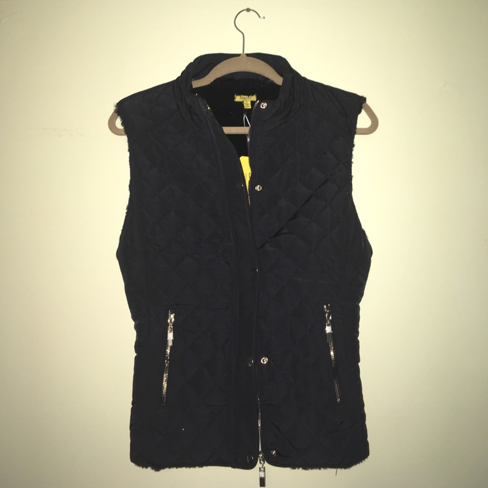 Black quilted vest.