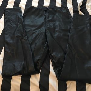 H&M black leather pants