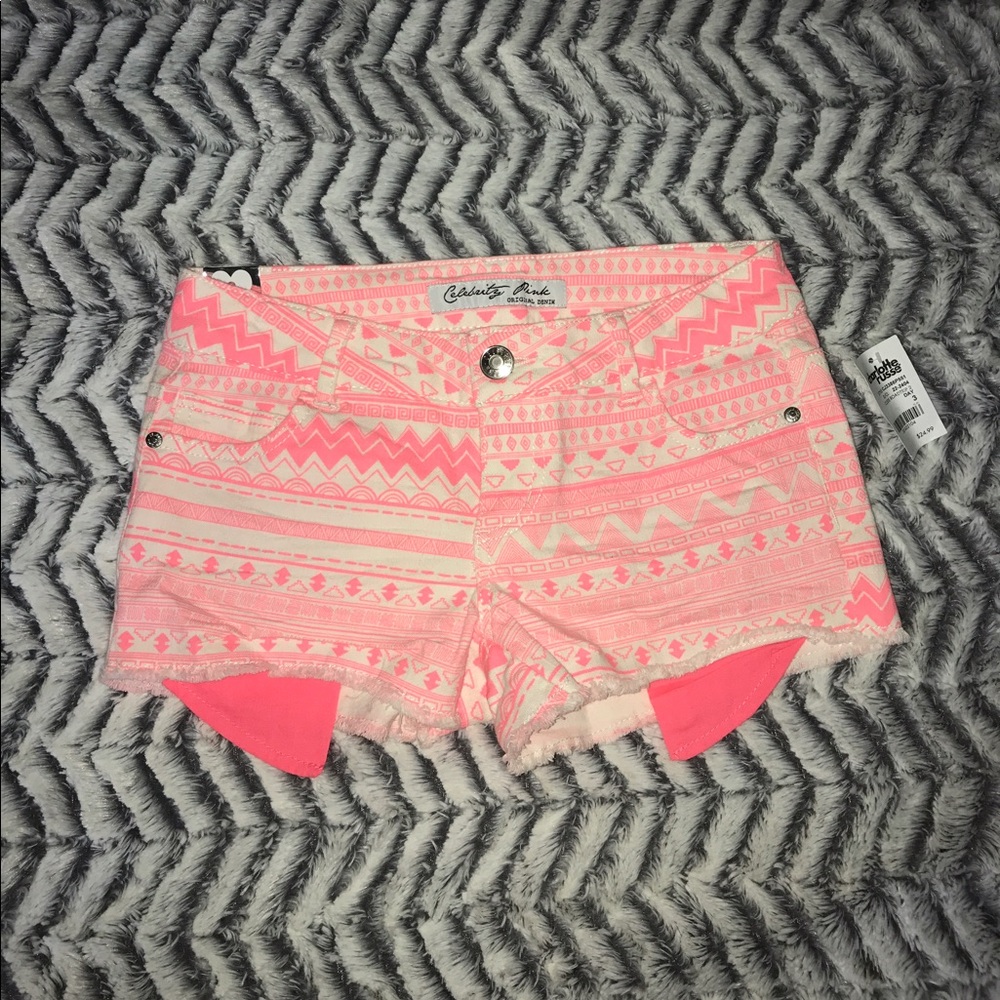 Brand NEW Fringed Jean Tribal print shorts