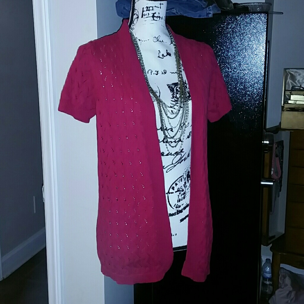 Pink  short sleeve cardigan