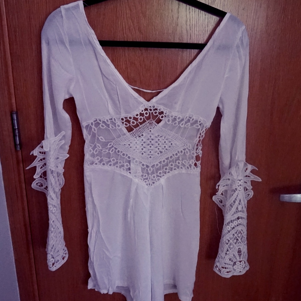 Blue Life White Cutout Romper