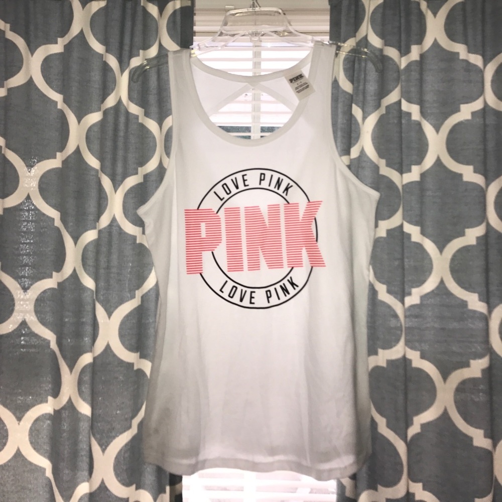 VS Pink, White Tank
