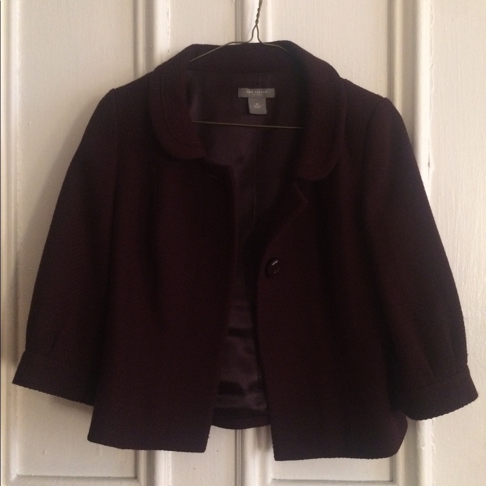 Ann Taylor Dark Purple 3/4 sleeve jacket/blazer