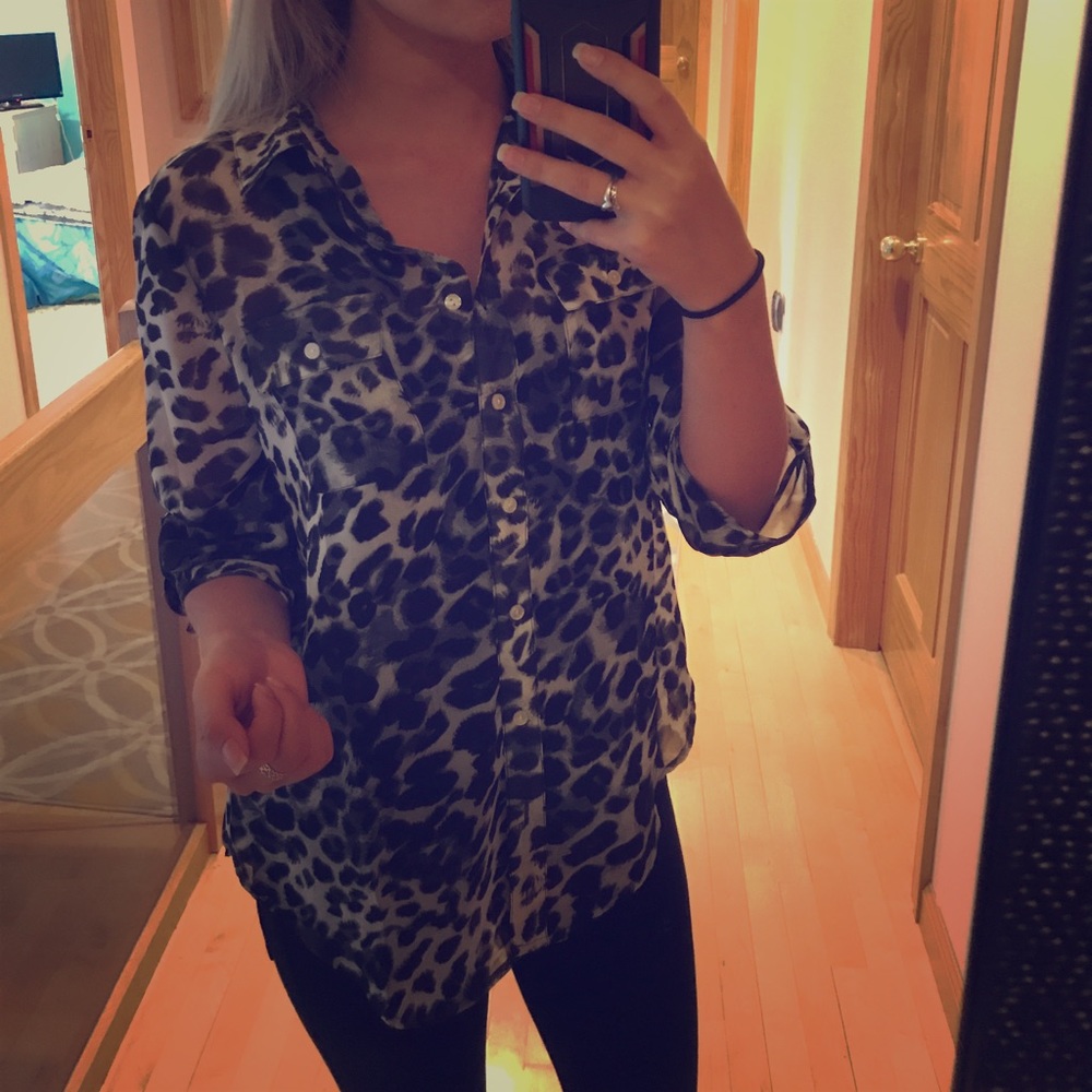 Leopard print button down blouse - Forever 21