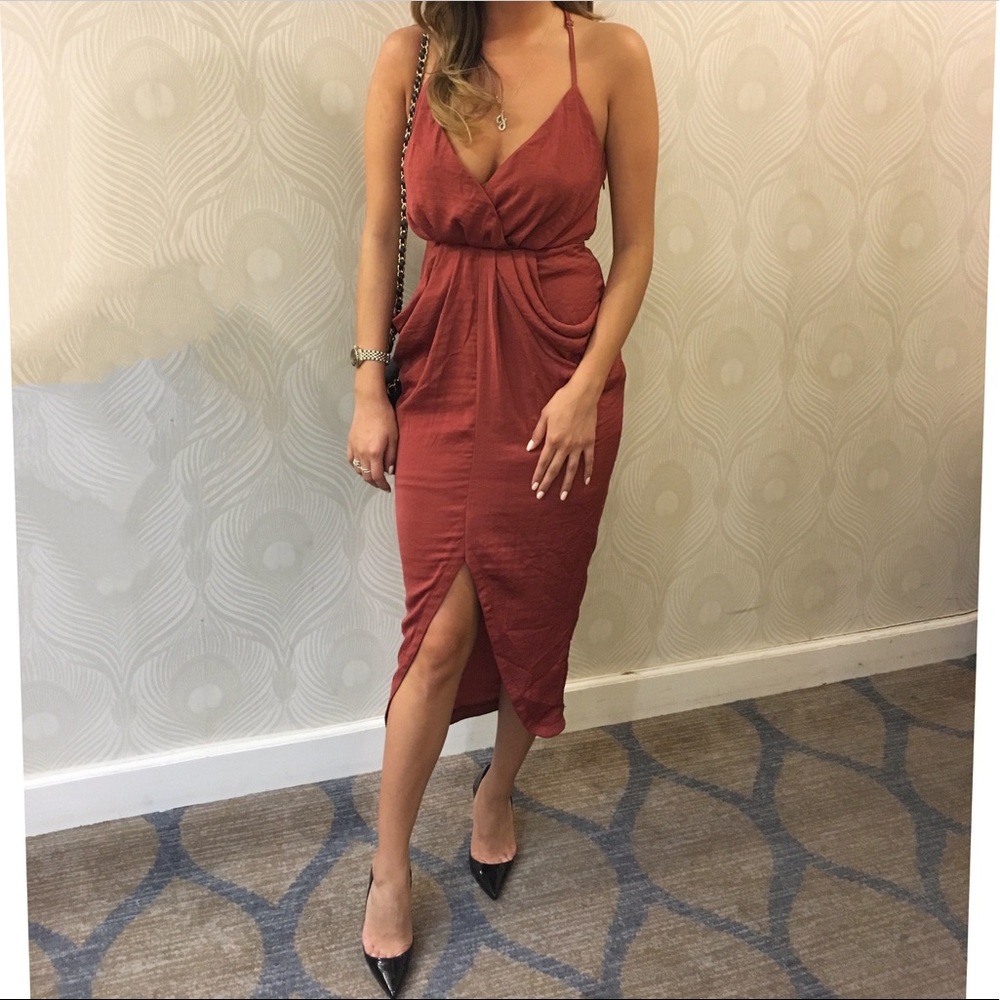 Burnt sienna cinched dress WORN ONCE!