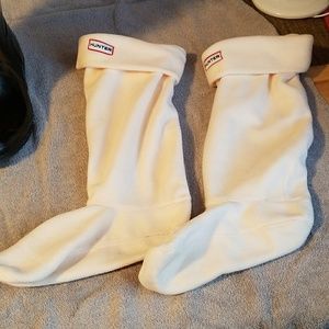 Black tall Hunter boots with cream socks size 9