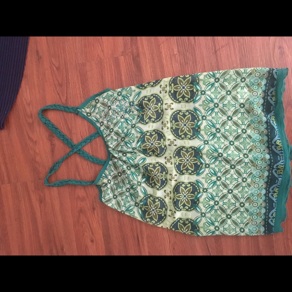 Green/teal/brown tank
