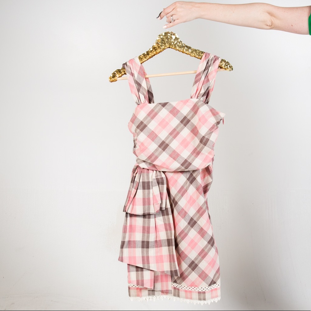 Juicy Couture plaid dress w lace trim