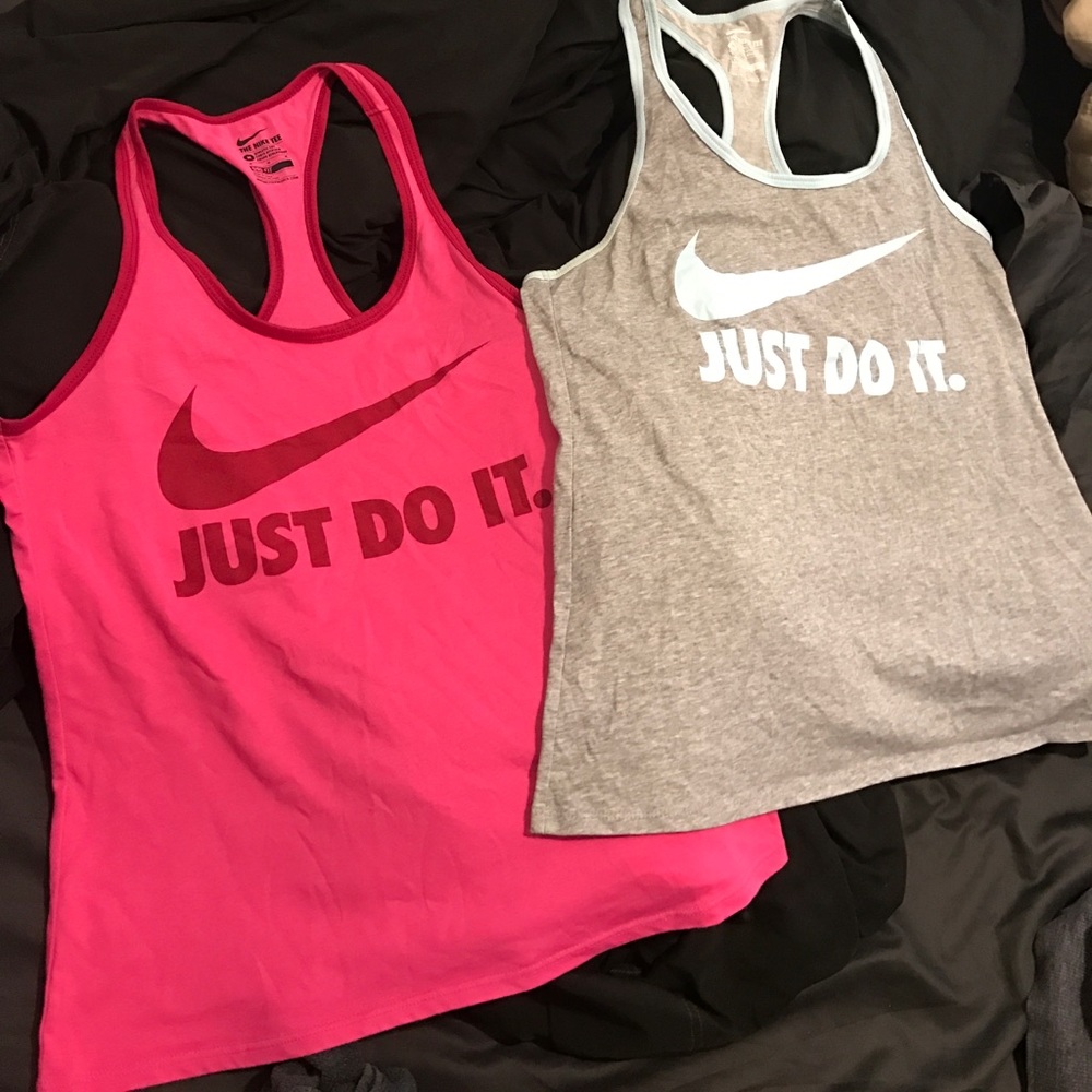 Two Nike tees pink and Gray