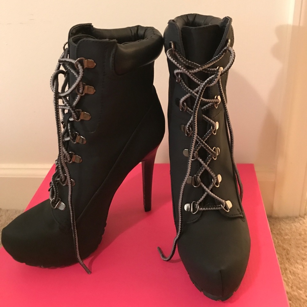 Lace up combat style heels