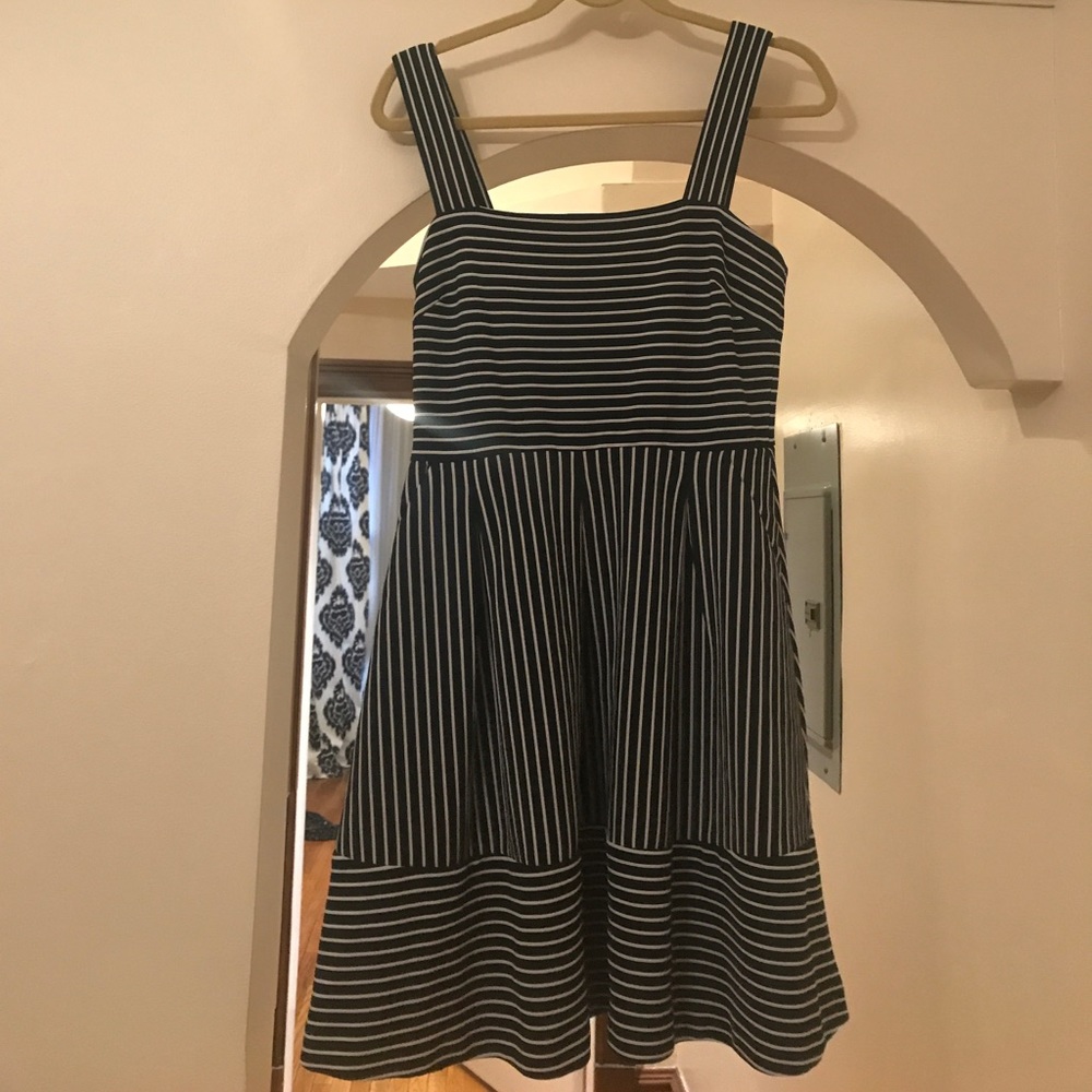 Navy and white striped banana republic dress