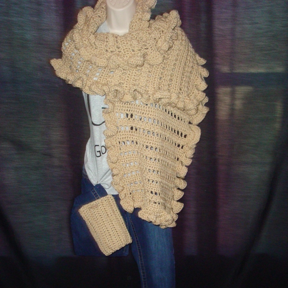 2pc.Hand Crafted Ruffled Wrap and Boot Cover