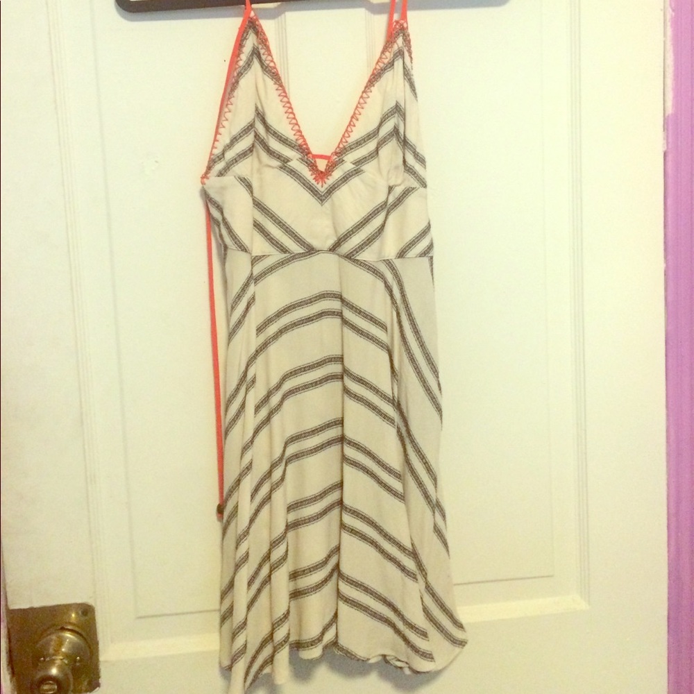 Beige with black and orange detail Dress