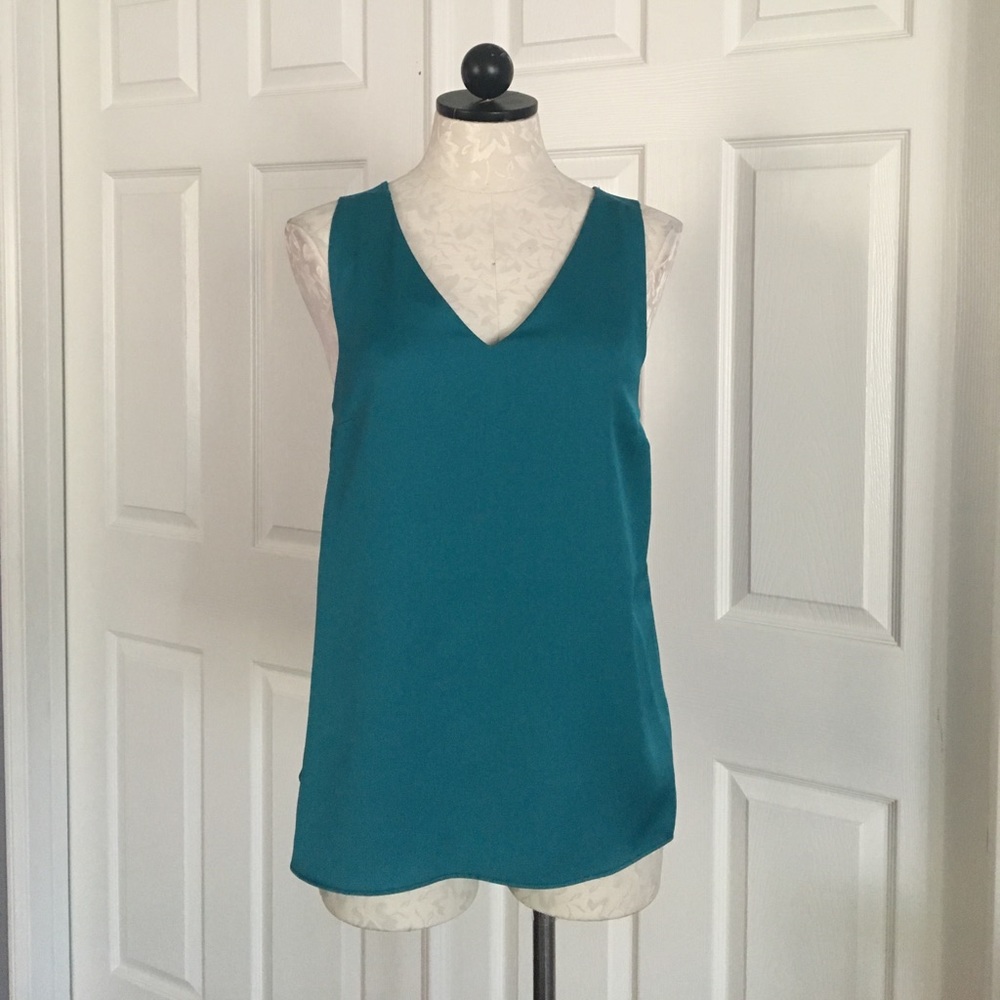 RO&DE Teal Crossover Ruffle Back Tank - Picture 2 of 5
