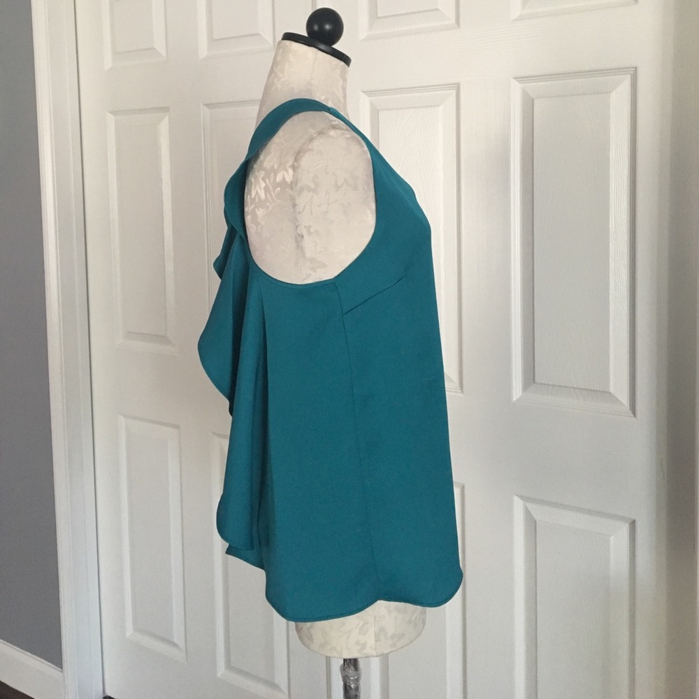RO&DE Teal Crossover Ruffle Back Tank - Picture 3 of 5