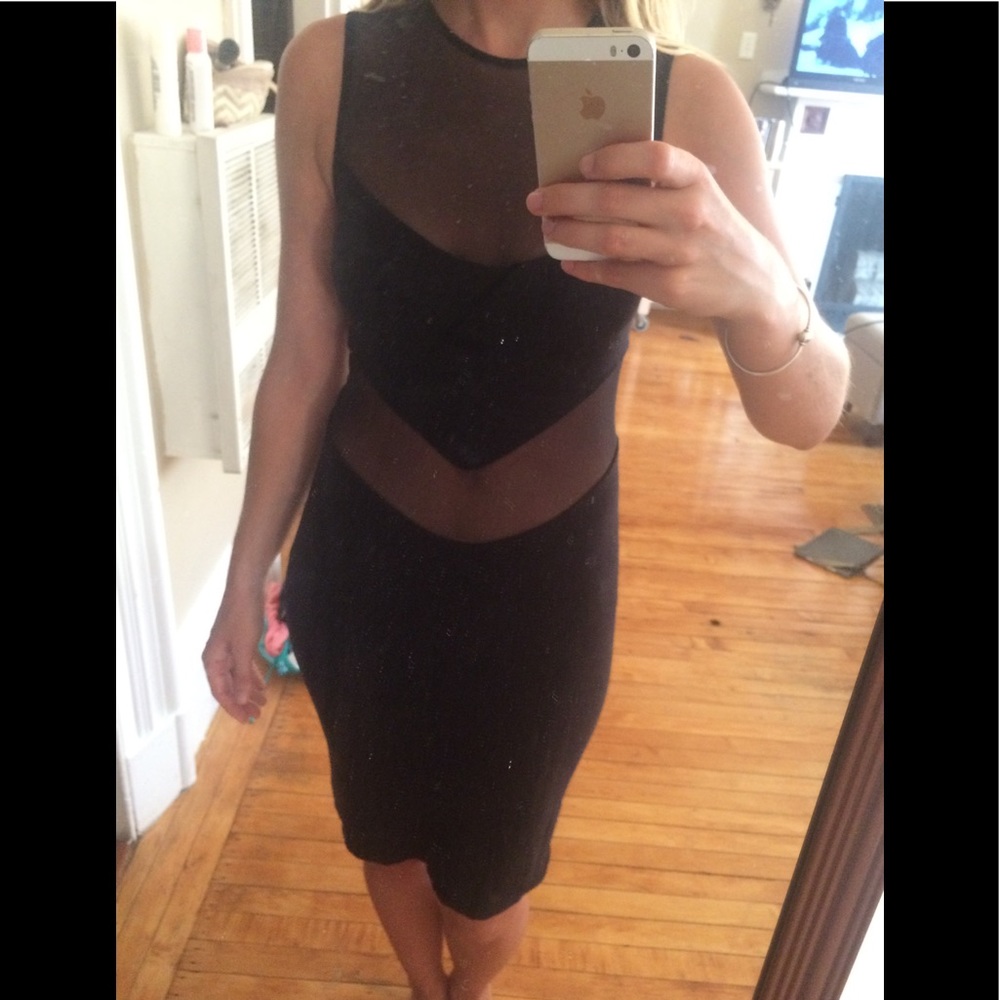 Little black dress with mesh cutouts from Bebe