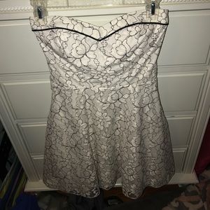 White and black floral lace dress