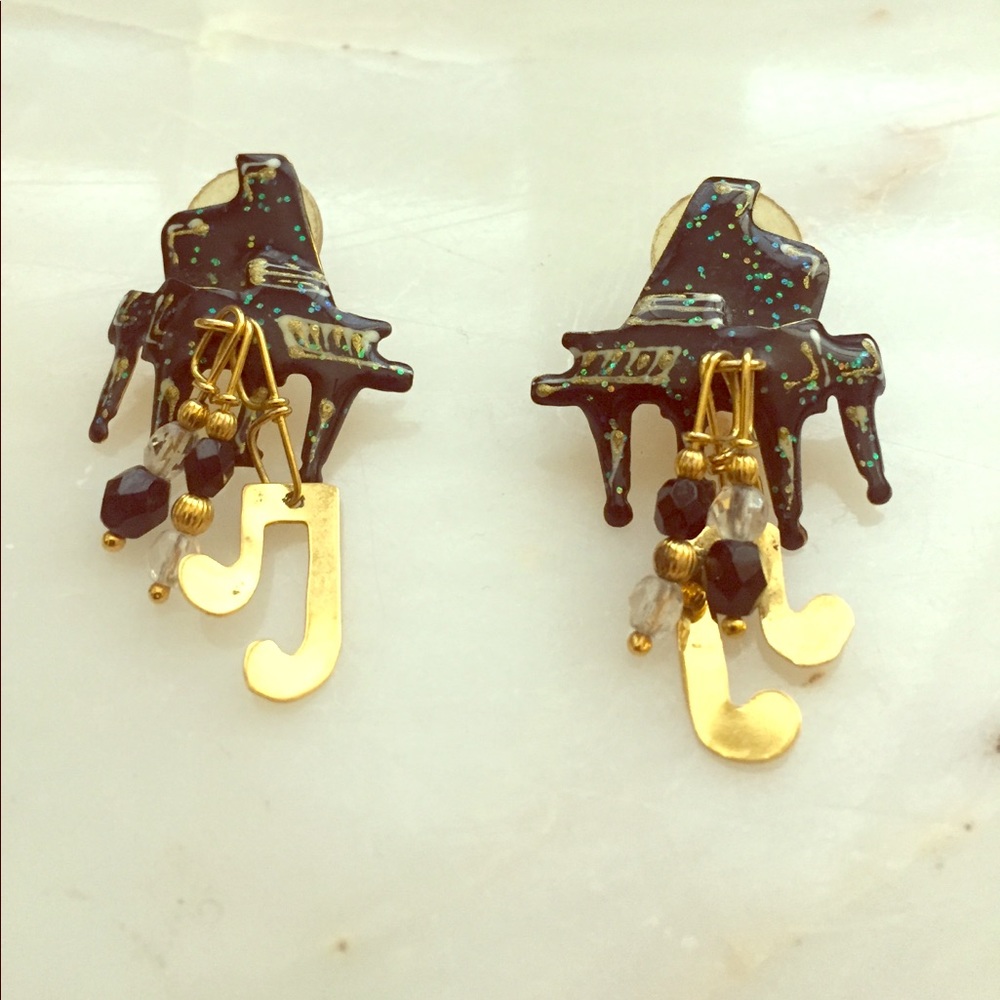 Lunch at the Ritz Piano Music note Earrings