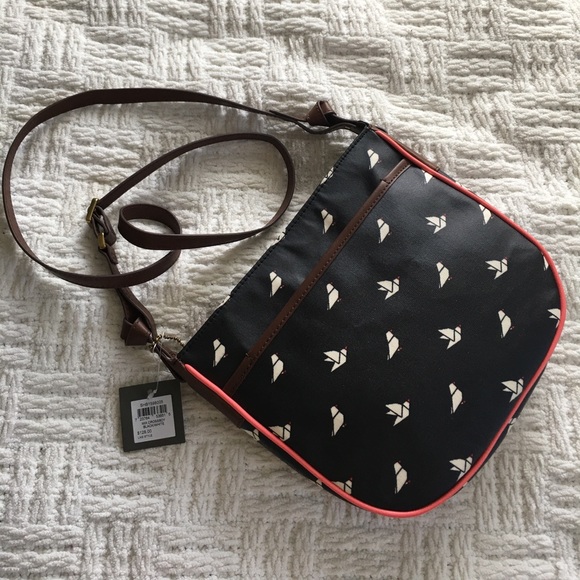 Fossil Handbags - Fossil Mia Crossbody Black and White Bird Print