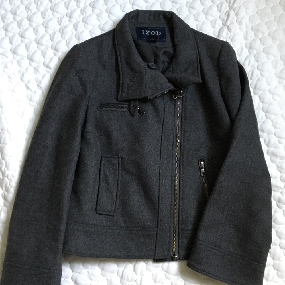 IZOD Cropped Asymmetrical Wool Jacket