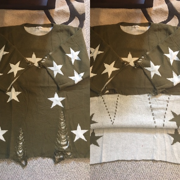 LAST TWO Seeing Stars Tunic Sweater- FADED OLIVE - Picture 6 of 8