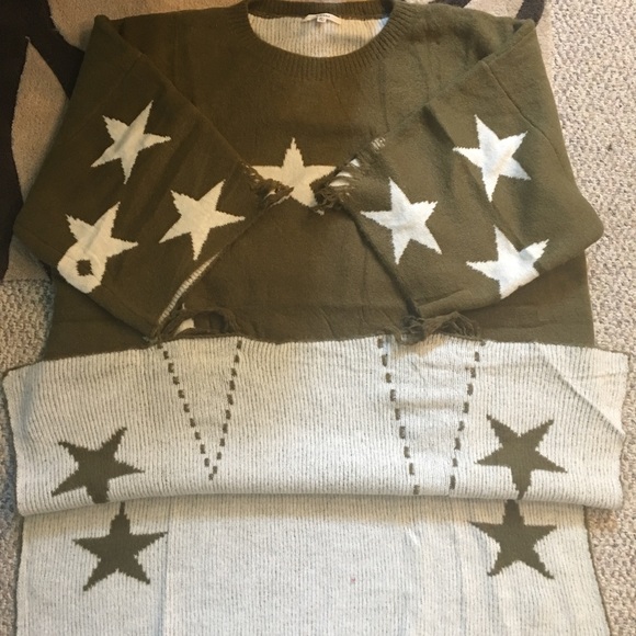 LAST TWO Seeing Stars Tunic Sweater- FADED OLIVE - Picture 7 of 8