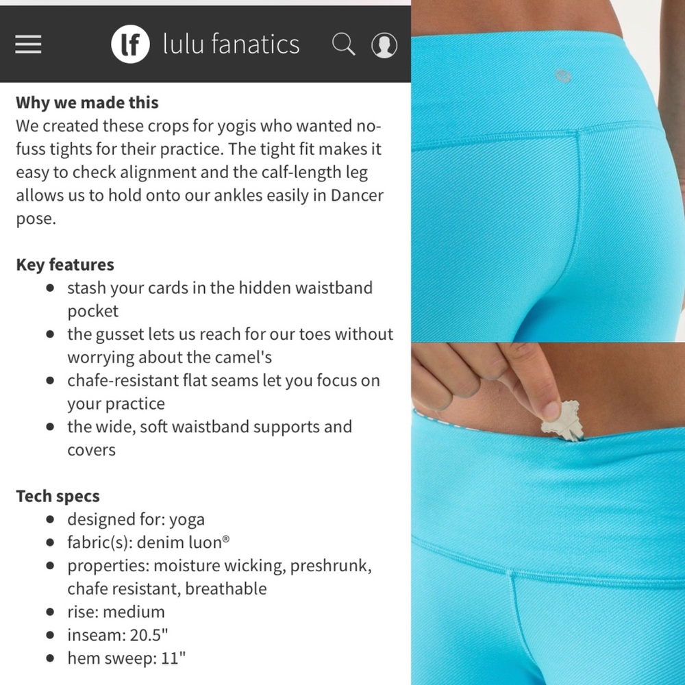 ➡️SOLD⬅️🍋Lululemon Spry Blue WU Crops - Picture 8 of 8