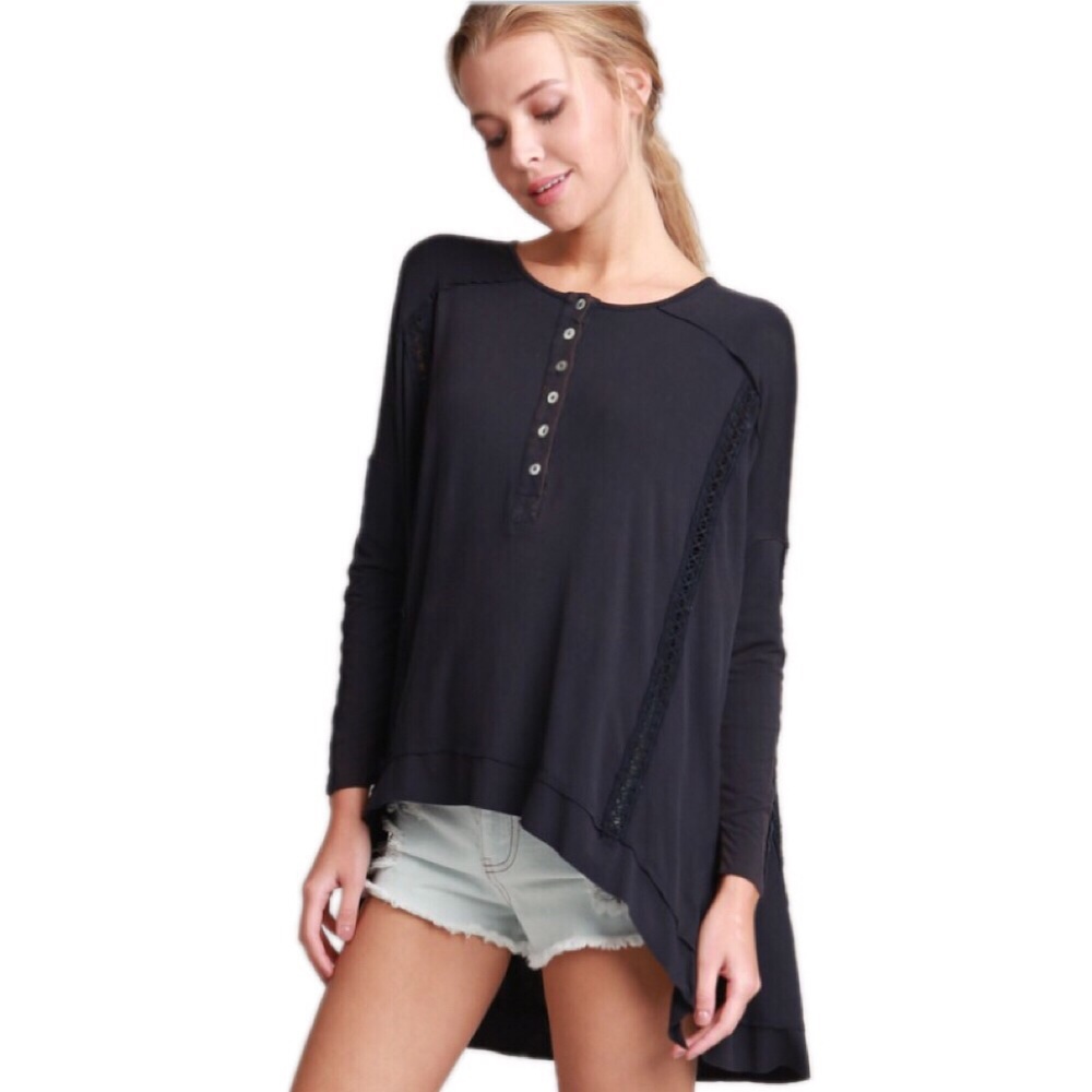 ❤️SALE 5🌟POL Long Sleeve Navy Silhouette Top - Picture 4 of 6