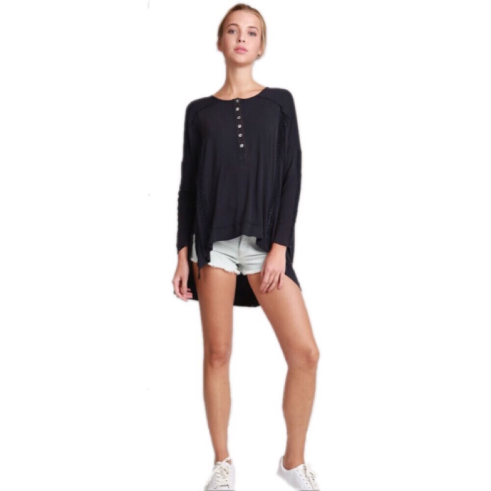 ❤️SALE 5🌟POL Long Sleeve Navy Silhouette Top - Picture 3 of 6