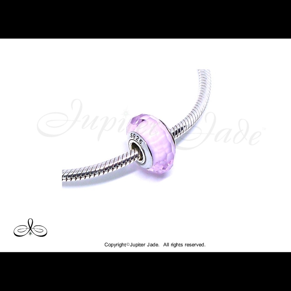 FREE S/H  925 Silver faceted charm - fits Pandora bracelets