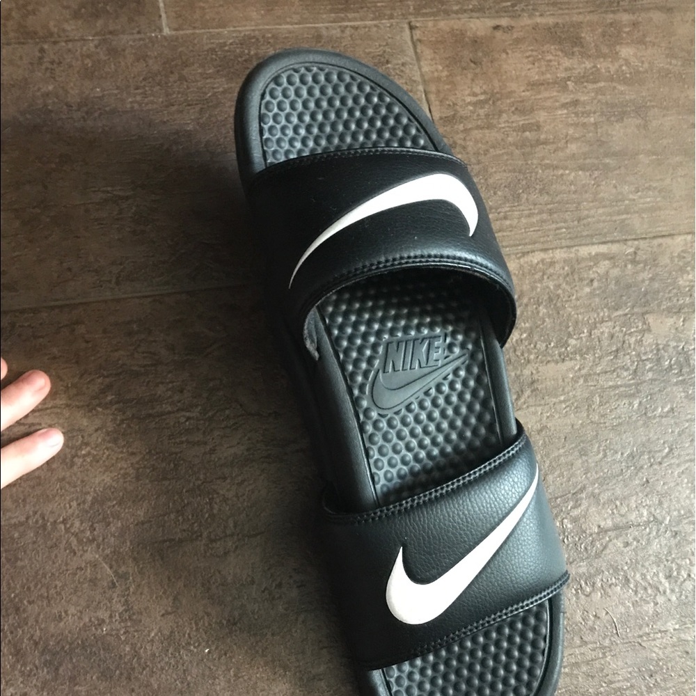Black and White Nike Slides