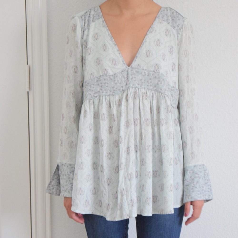 NWT $108 free people rolling hills bell sleeve top