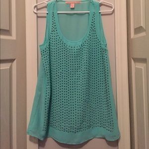 Turquoise blue tank with shimmery stones