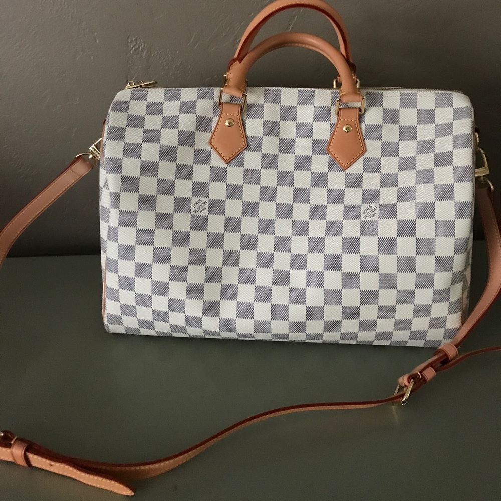 LV Louis Vuitton Speedy 35  Bandouliere Azure