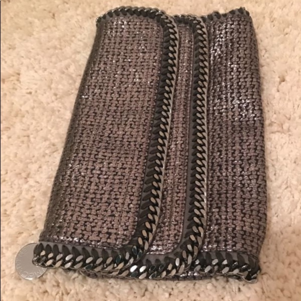STELLA MCCARTNEY limited silver woven clutch purse