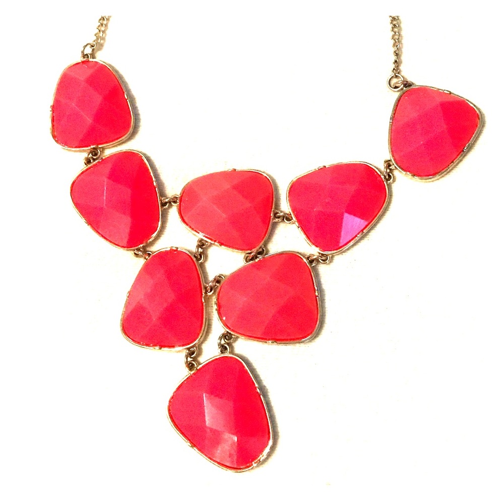 Coral-colored statement necklace