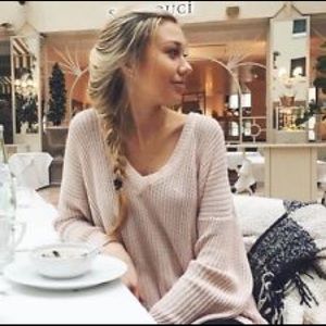 Beige V Neck Sweater by Brandy Melville